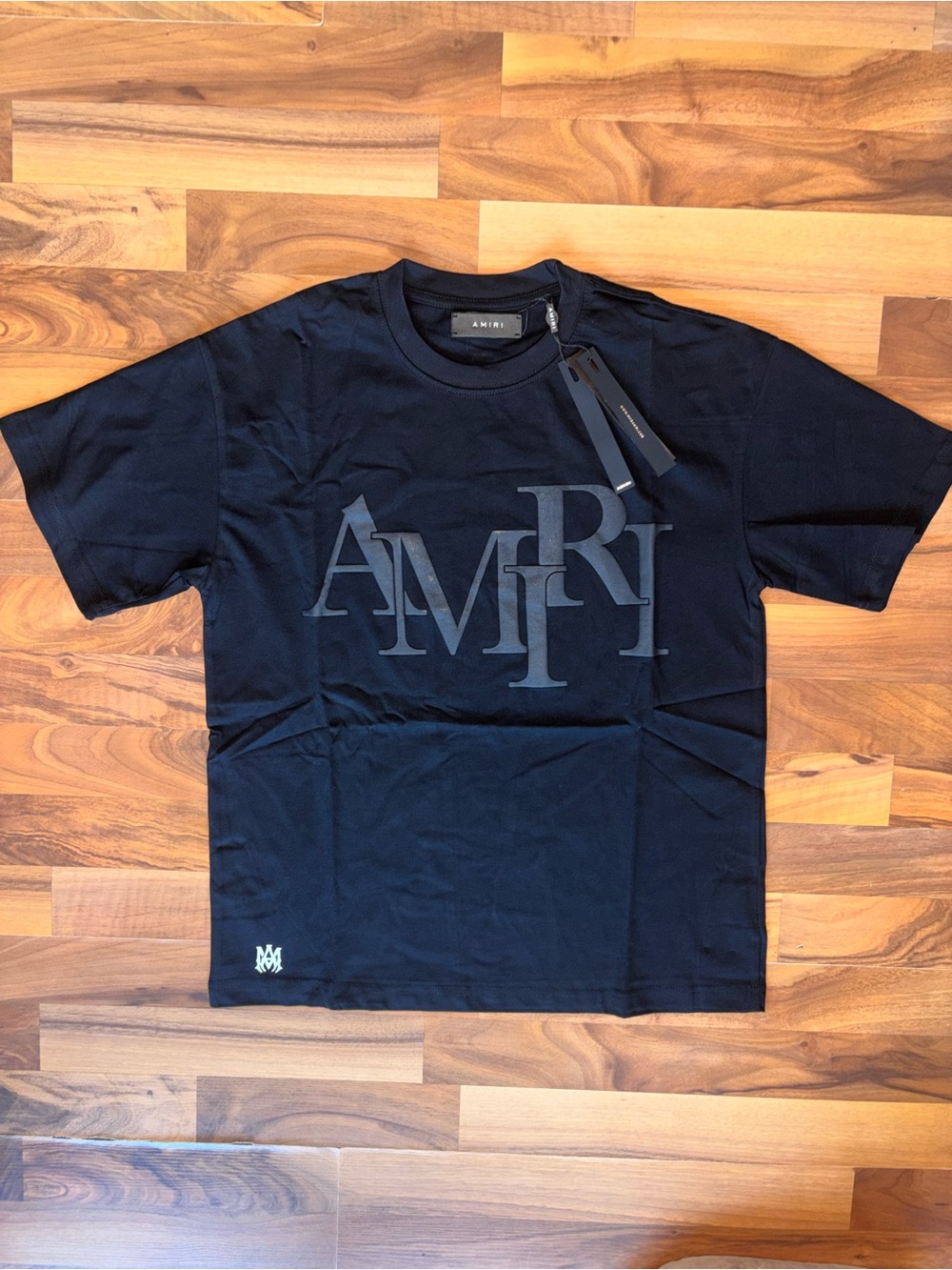 AMIRI Black Staggered Logo Crewneck T-Shirt - Men